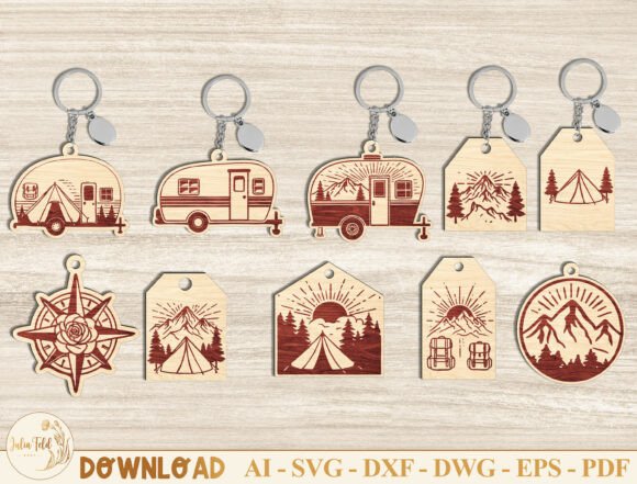 Download Camping Trailer Keychain SVG Bundle - Keychain Collection