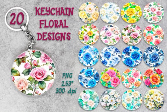 Download ROSES Flowers KEYCHAIN Designs BUNDLE - Keychain Collection