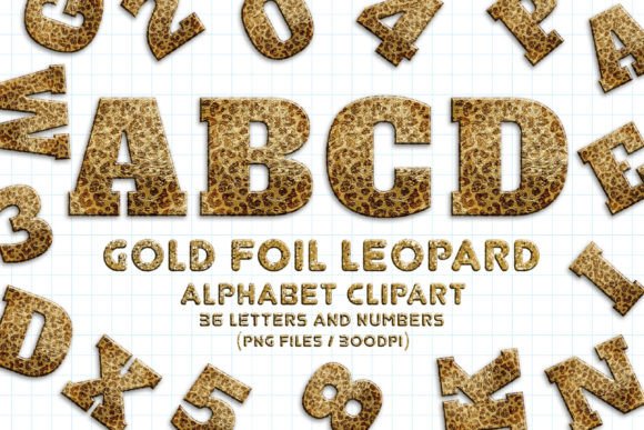 Download Gold Foil Leopard Glitter Alphabet - Premium Resources